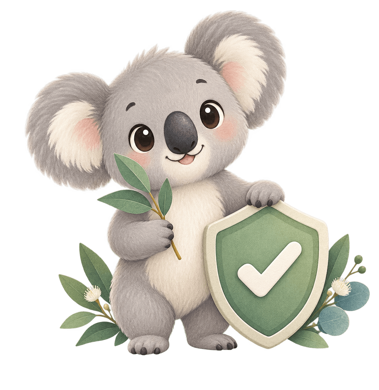 Koala illustré avec un bouclier de protection